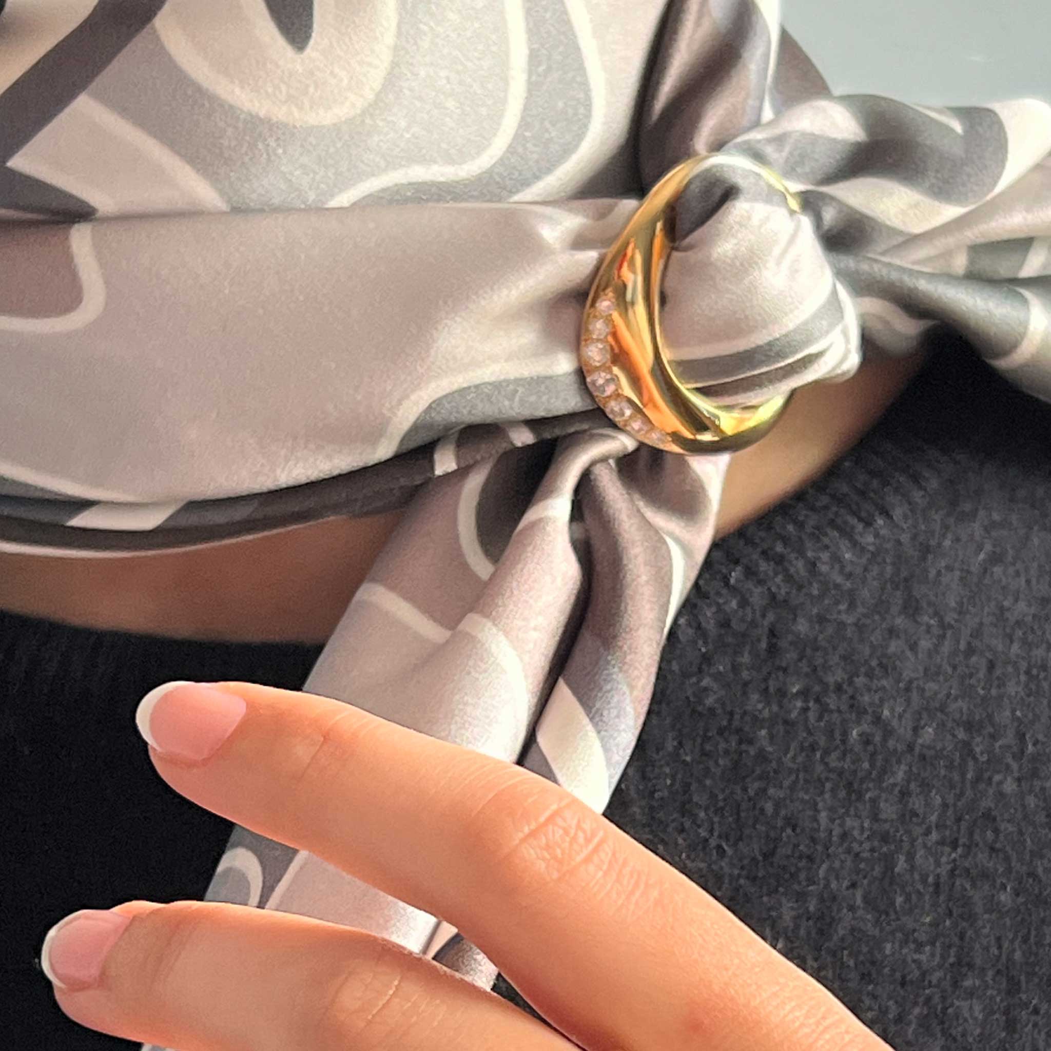 Yellow Gold Vermeil and Diamond Wave Scarf Ring